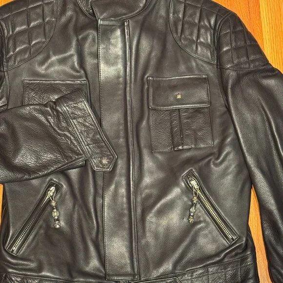 King Baby Men's Leather Biker Jacket - Picture 7 of 7